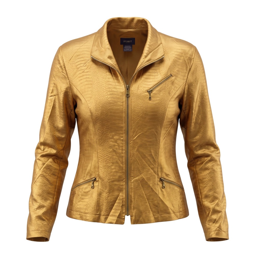 Resource Jacket Large Gold Snakeskin Embossed Metallic Glam Mob Wife Statement